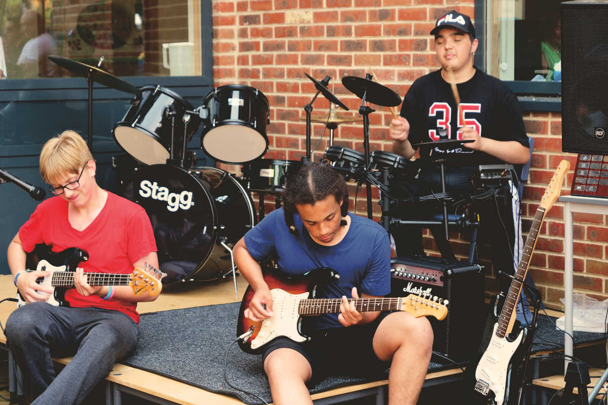 Four guys playing in a band
